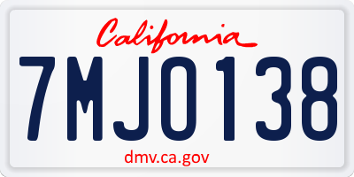 CA license plate 7MJO138