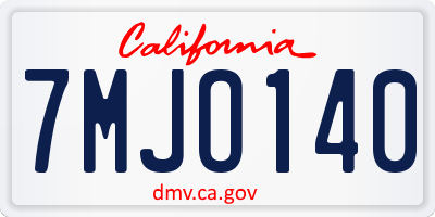 CA license plate 7MJO140