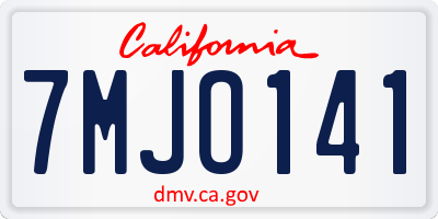 CA license plate 7MJO141