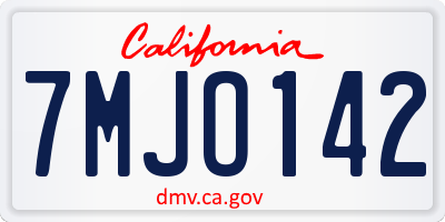 CA license plate 7MJO142