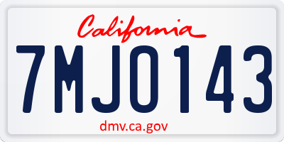 CA license plate 7MJO143