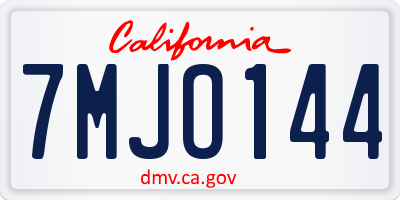 CA license plate 7MJO144