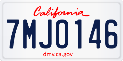 CA license plate 7MJO146