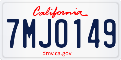 CA license plate 7MJO149