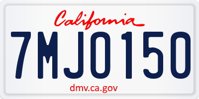 CA license plate 7MJO150