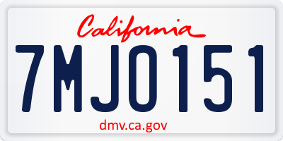 CA license plate 7MJO151