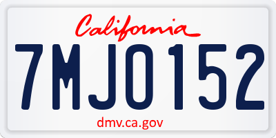 CA license plate 7MJO152