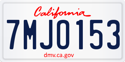 CA license plate 7MJO153