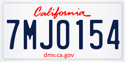 CA license plate 7MJO154