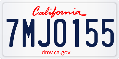 CA license plate 7MJO155