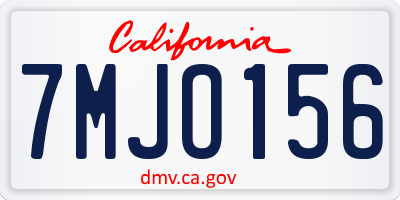 CA license plate 7MJO156