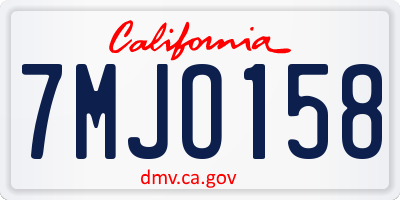 CA license plate 7MJO158