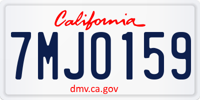 CA license plate 7MJO159