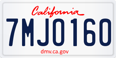 CA license plate 7MJO160