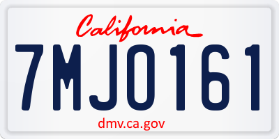 CA license plate 7MJO161