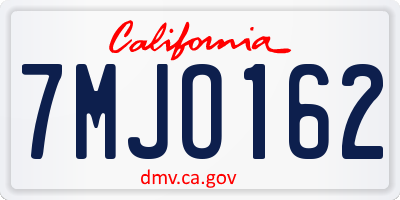 CA license plate 7MJO162