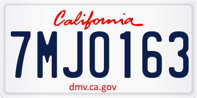 CA license plate 7MJO163