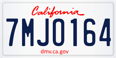 CA license plate 7MJO164