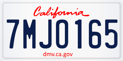 CA license plate 7MJO165