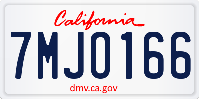 CA license plate 7MJO166