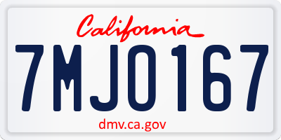 CA license plate 7MJO167