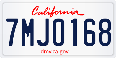 CA license plate 7MJO168