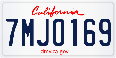 CA license plate 7MJO169