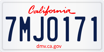 CA license plate 7MJO171