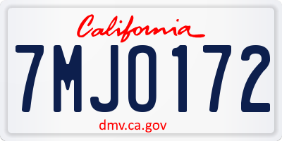 CA license plate 7MJO172