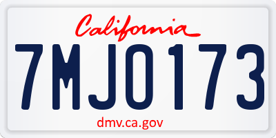 CA license plate 7MJO173