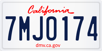 CA license plate 7MJO174