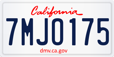 CA license plate 7MJO175