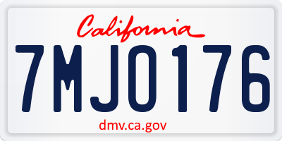 CA license plate 7MJO176