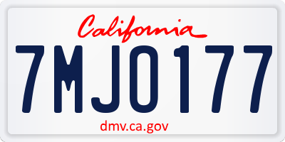 CA license plate 7MJO177