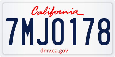 CA license plate 7MJO178