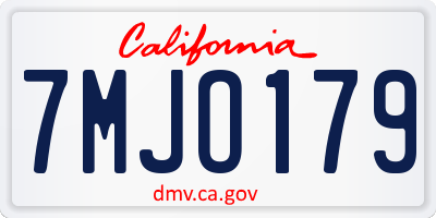 CA license plate 7MJO179