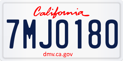 CA license plate 7MJO180