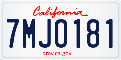 CA license plate 7MJO181