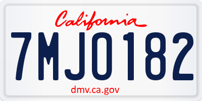 CA license plate 7MJO182