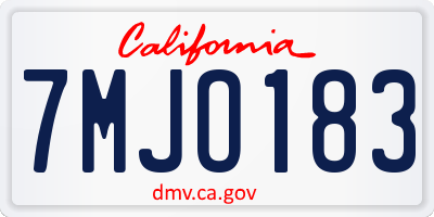 CA license plate 7MJO183