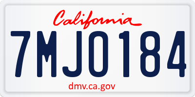 CA license plate 7MJO184