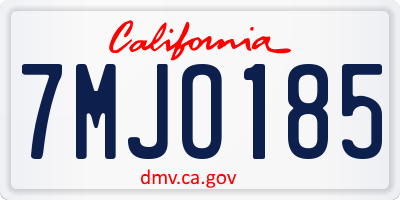 CA license plate 7MJO185