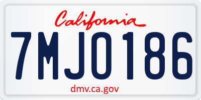 CA license plate 7MJO186