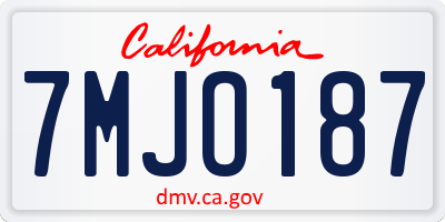 CA license plate 7MJO187