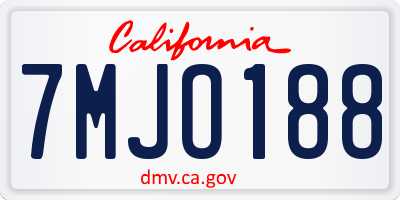 CA license plate 7MJO188