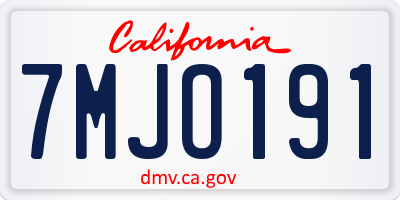 CA license plate 7MJO191