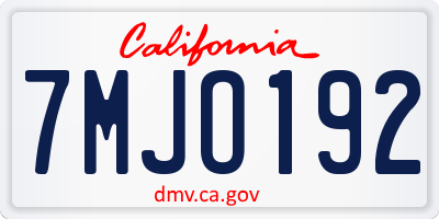 CA license plate 7MJO192