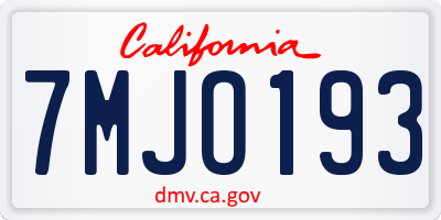 CA license plate 7MJO193