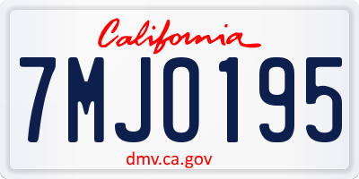 CA license plate 7MJO195