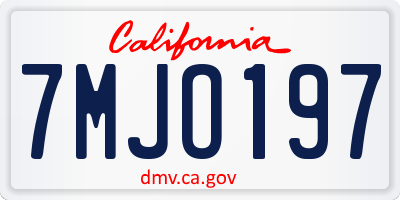 CA license plate 7MJO197